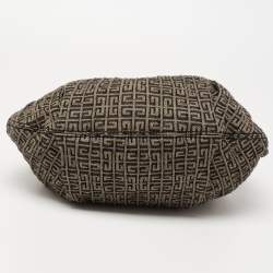 Pre Owned Givenchy Metallic/Black Monogram Canvas And Patent Leather Hobo