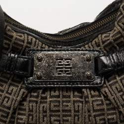 Pre Owned Givenchy Metallic/Black Monogram Canvas And Patent Leather Hobo