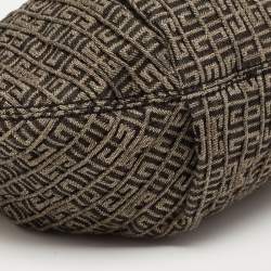 Pre Owned Givenchy Metallic/Black Monogram Canvas And Patent Leather Hobo