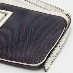 Pre Owned Givenchy Black/White Canvas and Leather Logo Shoulder bag