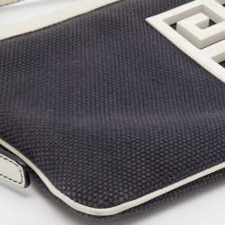 Pre Owned Givenchy Black/White Canvas and Leather Logo Shoulder bag