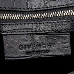 Pre Owned حقيبة كتف جيفنشي جلد نقشة تمساح أسود بسلسلة بقفل قرش 