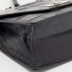 Pre Owned ح قيبة كتف جيفنشي جلد نقشة تمساح أسود بسلسلة بقفل قرش 