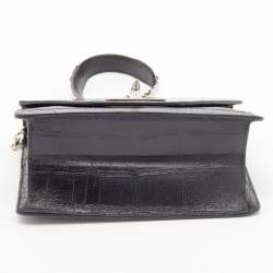 Pre Owned حقيبة كتف جيفنشي جلد نقشة تمساح أسود بسلسلة بقفل قرش 