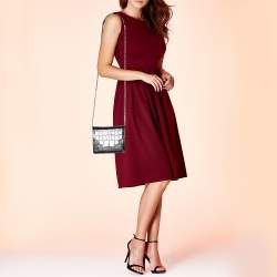 Pre Owned حقيبة كتف جيفنشي جلد نقشة تمساح أسود بسلسلة بقفل قرش 