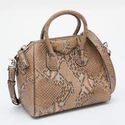 Pre Owned Givenchy Brown Python Mini Antigona Satchel