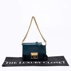 Pre Owned حقيبة كتف جيفنشي ميني جي في 3 سويدي وجلد أزرق/أسود