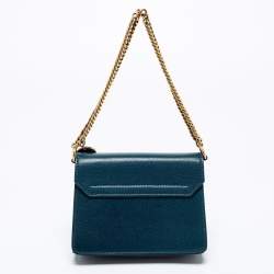 Pre Owned حقيبة كتف جيفنشي ميني جي في 3 سويدي وجلد أزرق/أسود