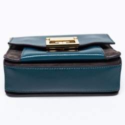 Pre Owned حقيبة كتف جيفنشي ميني جي في 3 سويدي وجلد أزرق/أسود