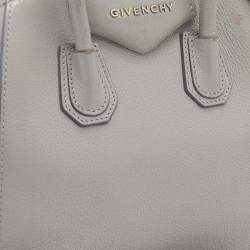 Pre Owned Givenchy Light Grey Leather Mini Antigona Satchel