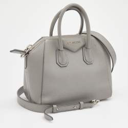 Pre Owned Givenchy Light Grey Leather Mini Antigona Satchel