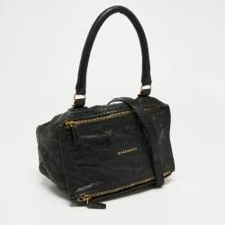 مملوكة مسبقًا Givenchy Black Crinkled Leather Small Pandora Shoulder Bag