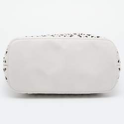 Pre Owned Givenchy White Perforated Leather Small Star Antigona Tote