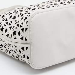 Pre Owned Givenchy White Perforated Leather Small Star Antigona Tote