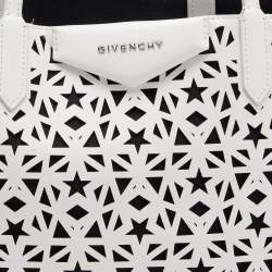 Pre Owned Givenchy White Perforated Leather Small Star Antigona Tote