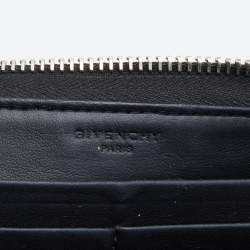 Pre Owned محفظة كونتيننتال جيفنشي جلد أسود طبعة روتويلار بسحاب محيط