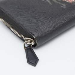 Pre Owned محفظة كونتيننتال جيفنشي جلد أسود طبعة روتويلار بسحاب محيط