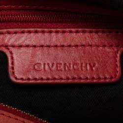 Pre Owned Givenchy Coral Red Pleated Leather Hobo