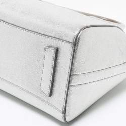 Pre Owned Givenchy Silver Leather Small Antigona Satchel