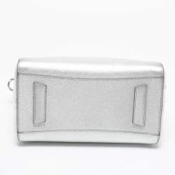 Pre Owned Givenchy Silver Leather Small Antigona Satchel