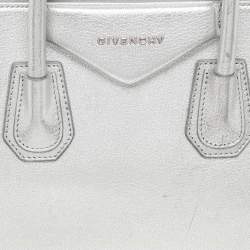 Pre Owned Givenchy Silver Leather Small Antigona Satchel
