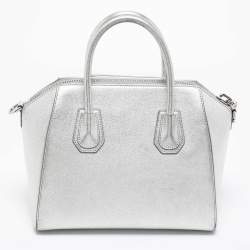 Pre Owned Givenchy Silver Leather Small Antigona Satchel