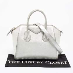 Pre Owned Givenchy Silver Leather Small Antigona Satchel