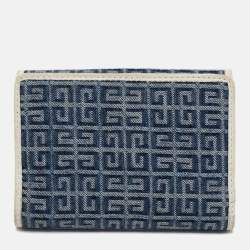 Givenchy Blue/Cream Monogram Canvas and Leather Metal Flap Compact Wallet