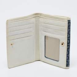 Givenchy Blue/Cream Monogram Canvas and Leather Metal Flap Compact Wallet