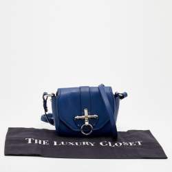 Pre Owned Givenchy Navy Blue Leather Obsedia Flap Shoulder Bag