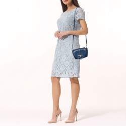 Pre Owned Givenchy Navy Blue Leather Obsedia Flap Shoulder Bag