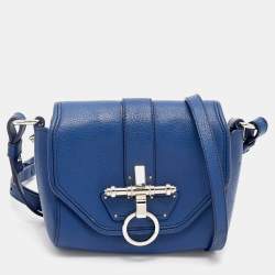 Pre Owned Givenchy Navy Blue Leather Obsedia Flap Shoulder Bag