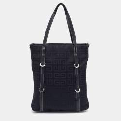 Pre Owned Givenchy Black Monogram Nylon and Leather Tote