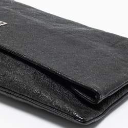 Pre Owned Givenchy Black Leather Flap Fold Over Clutch 