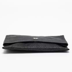 Pre Owned Givenchy Black Leather Flap Fold Over Clutch 