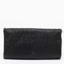 Pre Owned Givenchy Black Leather Flap Fold Over Clutch 