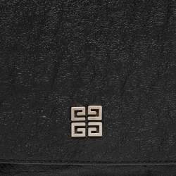 Pre Owned Givenchy Black Leather Flap Fold Over Clutch 