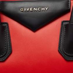 Pre Owned Givenchy Lipstick Red/Black Leather Small Antigona Satchel
