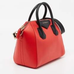 Pre Owned Givenchy Lipstick Red/Black Leather Small Antigona Satchel