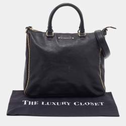 مملوكة مسبقًا حقيبة يد توتس جيفنشي جلد أسود مزين سحاب