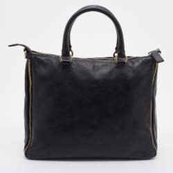 مملوكة مسبقًا حقيبة يد توتس جيفنشي جلد أسود مزين سحاب