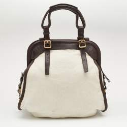 Pre Owned Givenchy Beige/Brown Canvas and Leather Satchel