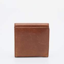 Pre Owned Givenchy Brown Leather Logo Compact Wallet