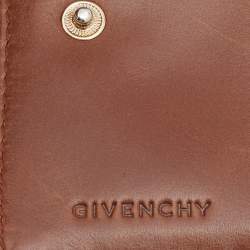 Pre Owned Givenchy Brown Leather Logo Compact Wallet