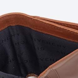 Pre Owned Givenchy Brown Leather Logo Compact Wallet