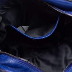 Pre Owned حقيبة كتف فيرساتشي جلد مطرز زرقاء 
