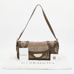 Pre Owned Givenchy Metallic/Multicolor Monogram Canvas and Leather Baguette Bag