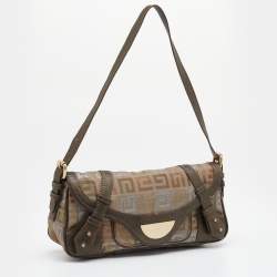 Pre Owned Givenchy Metallic/Multicolor Monogram Canvas and Leather Baguette Bag