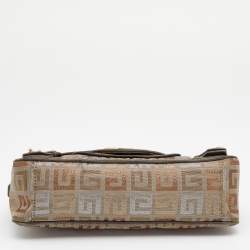 Pre Owned Givenchy Metallic/Multicolor Monogram Canvas and Leather Baguette Bag