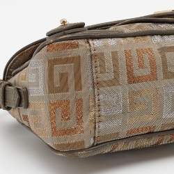 Pre Owned Givenchy Metallic/Multicolor Monogram Canvas and Leather Baguette Bag